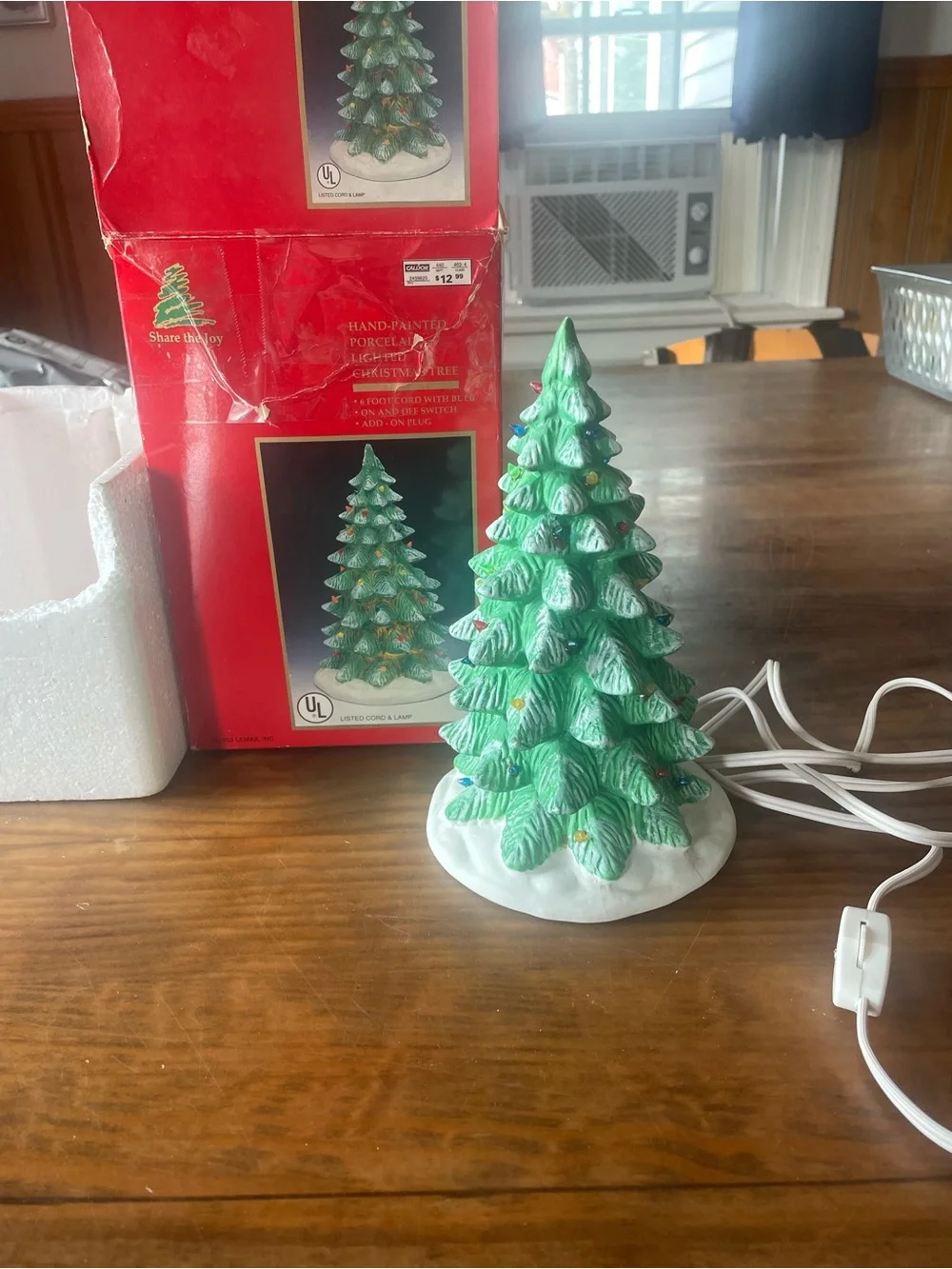 Vintage ‘93 Lemax Hand-Painted Porcelain Lighted Christmas Tree Home Decor
